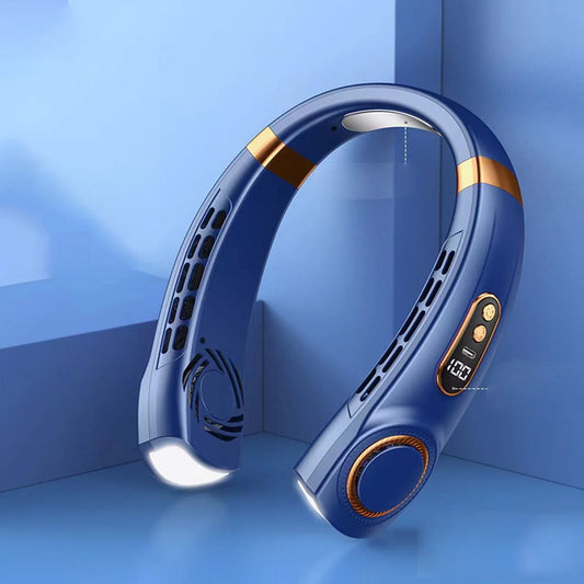 Neck Fan, Portable Bladeless Fan, 4000Mah Battery USB Rechargeable, LED Display, 360 ° Cooling Wearable Personal Fan, 3 Speeds