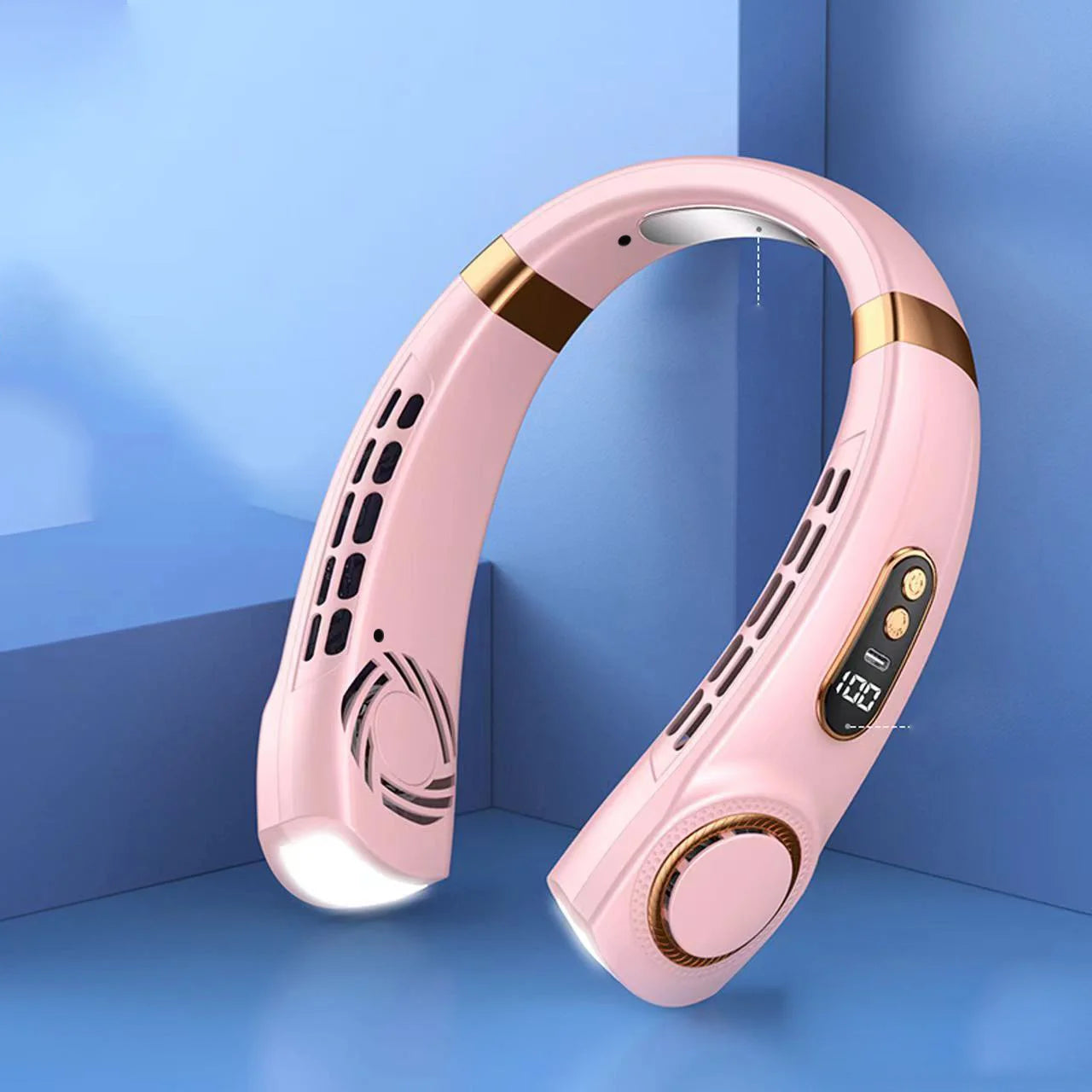 Neck Fan, Portable Bladeless Fan, 4000Mah Battery USB Rechargeable, LED Display, 360 ° Cooling Wearable Personal Fan, 3 Speeds