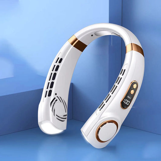Neck Fan, Portable Bladeless Fan, 4000Mah Battery USB Rechargeable, LED Display, 360 ° Cooling Wearable Personal Fan, 3 Speeds