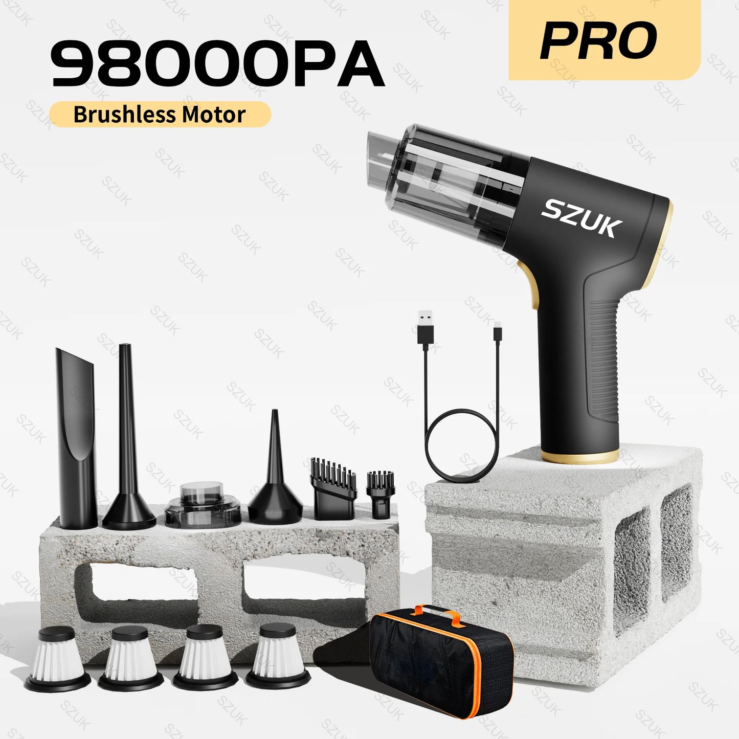 98000PA Mini Car Vacuum Cleaner Powerful Cleaning Machine Strong Suction Handheld for Car Home Portable Wireless Cleaner